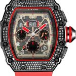 Gosasa Mens Diamond Watches Luxury Tonneau Watches for Men Analog Watch Chronograph Calendar Date Men’s Dress Business Work Watch Large Rectangle Face Wristwatch with Silicon Strap